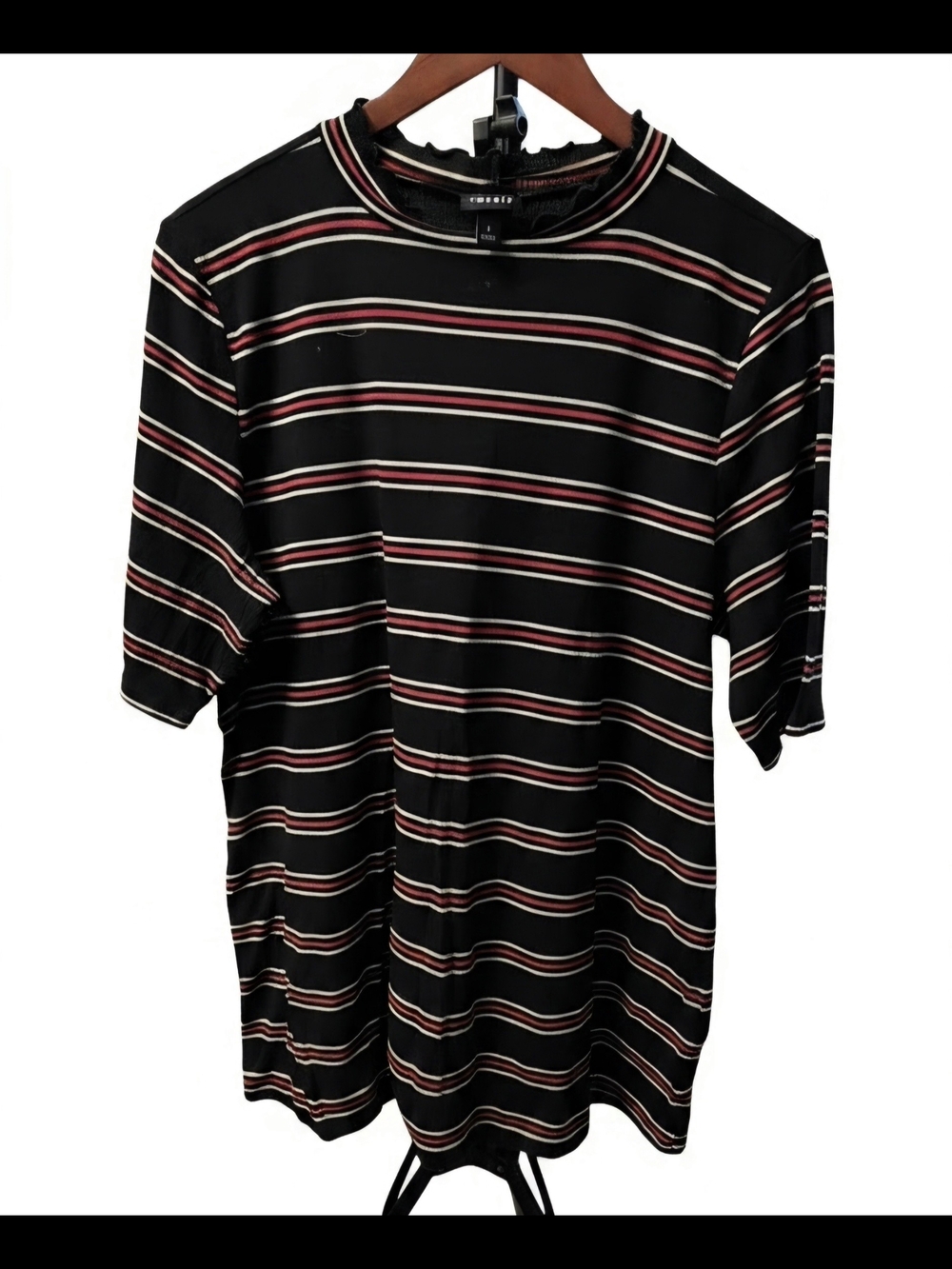 TORRID Black & Multi Stripe Ribbed Mock